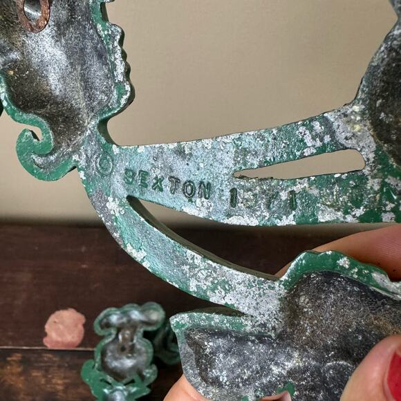 Set of 3 Vintage 1971 Sexton USA Cast Iron Cleaning Ladies Green Chippy Paint - Picture 13 of 13